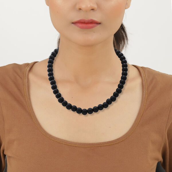 Schwarze Onyx Halskette ca. 45 cm lange 925 Silber ca. 255.00 ct image number 2