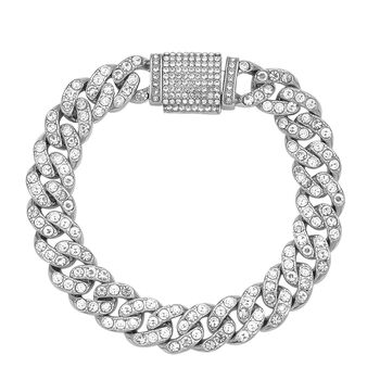 Wei&szlig;es Kristall-Armband, ca. 19 cm, silberfarben