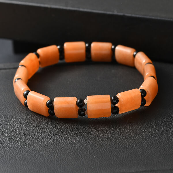 Flexibles rotes Aventurin und schwarzes Spinell Armband - 102 ct. image number 1