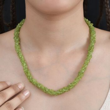 Peridot Halskette ca. 50 cm 925 Silber rhodiniert ca. 210.00 ct