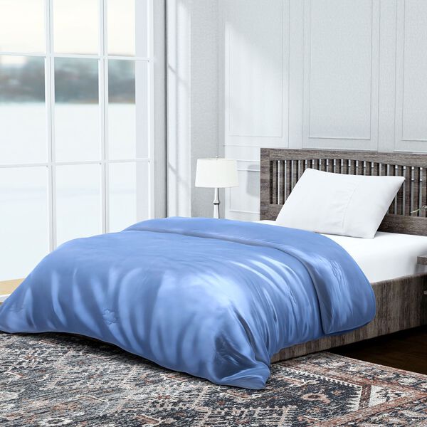 Serenity Night - 100% Bambus-Steppdecke mit Bambusf&uuml;llung, temperaturausgleichend und hypoallergen, 135x200 cm, Blau image number 2