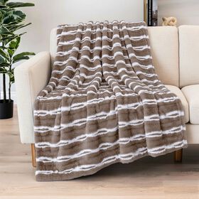 LIVMORE - Superweiche, doppellagige Kunstfelldecke mit Sherpa-Futter, 500 + 180 gsm, grau