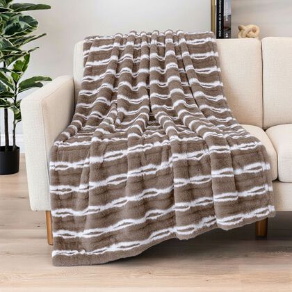 LIVMORE - Superweiche, doppellagige Kunstfelldecke mit Sherpa-Futter, 500 + 180 gsm, grau