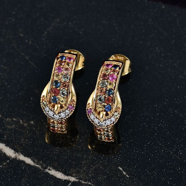 D'Joy AA Mehrfarbig Saphir, Moissanit Ohrringe 925 Silber 750 Gelbgold Vermeil ca. 1,43 ct. image number 2