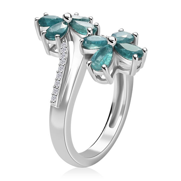 Grandidierit und Zirkon Bypass-Ring 925 Silber Platin-&Uuml;berzug image number 5