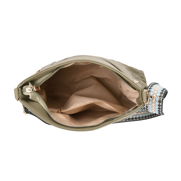 Crossbody-Tasche mit Steppmuster und Schultergurt, 3 Rei&szlig;verschlussf&auml;cher, 21x13x7,5cm, Gr&uuml;n image number 5