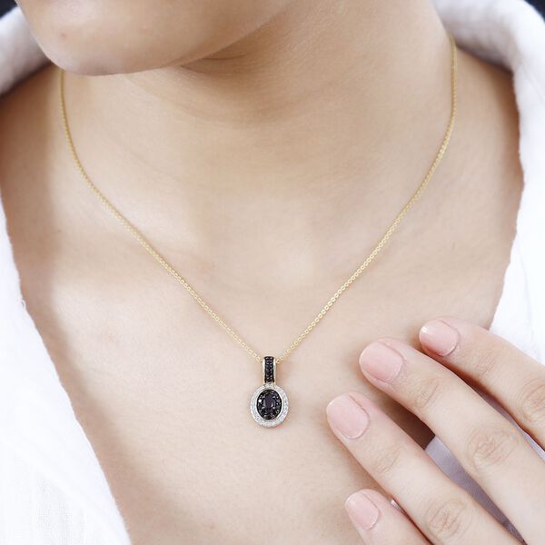 Mosambik Granat Anhänger 925 Silber 750 Gelbgold Vermeil ca. 0,82 ct. image number 3