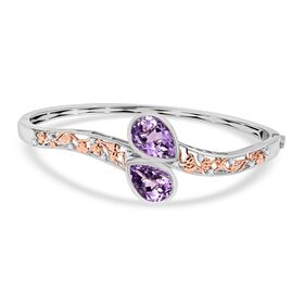 AA Rose De France Amethyst, Weißer Zirkon Armreif ca. 19 cm Nickelfreies Messing ca. 10,44 ct.