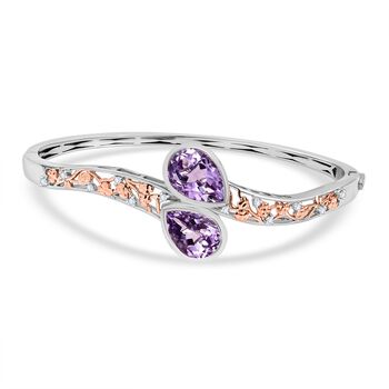 AA Rose De France Amethyst, Wei&szlig;er Zirkon Armreif ca. 19 cm Nickelfreies Messing ca. 10,44 ct.