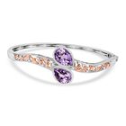AA Rose De France Amethyst, Weißer Zirkon Armreif ca. 19 cm Nickelfreies Messing ca. 10,44 ct.