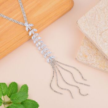 Wei&szlig;er Kristall Halskette ca. 75 cm Reines Messing