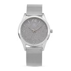 STRADA Stardust Zifferblattuhr mit japanischem Uhrwerk und silberfarbenem Edelstahl-Mesh-Armband