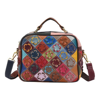 CHAOS BY ELSIE - Patchwork Crossbody Tasche aus 100% echtem Leder mit RFID Schutz, Gr&ouml;&szlig;e 26x12x22 cm, Mehrfarbig