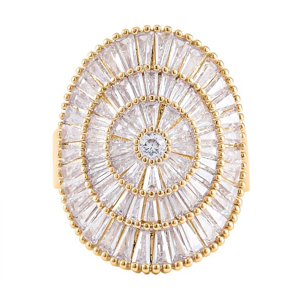 Wei&szlig;er Zirkonia Ring, (Gr&ouml;&szlig;e 16.00), goldfarben, ca. 4.00 ct