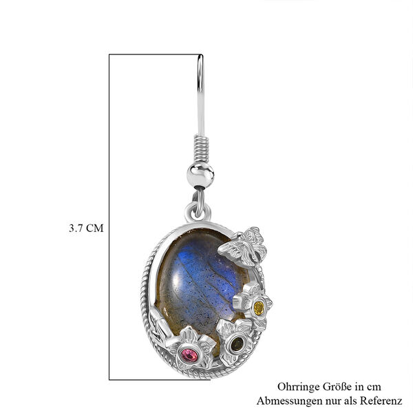 EVER TRUE AAA Labradorit, Mehrfarbig-Turmalin Ohrringe Nickelfreies Messing ca. 11,67 ct. image number 6