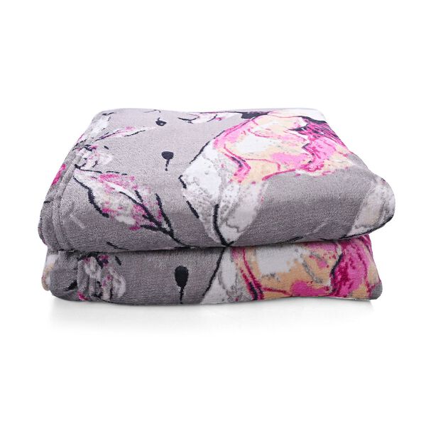 "Printed flannel blanket 155gsm Colour-Brown & White" image number 4