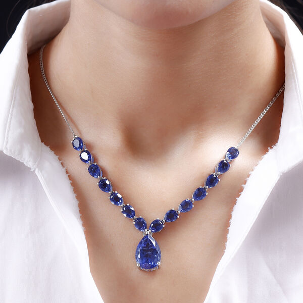 Ceylonfarbene Quarz-Halskette, 45cm, 925 Silber platiniert - 28,06 ct.&nbsp; image number 2