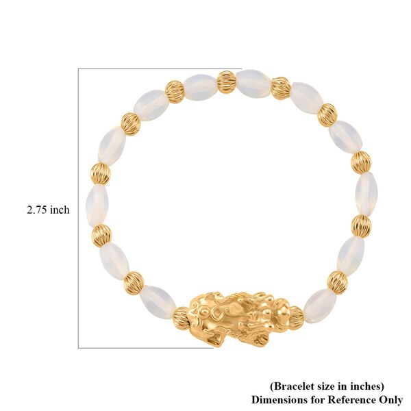 Rosenquarz Pixiu Armband, flexibel (ca. 18 - 19 cm), gelb vergoldet ca. 35.00 ct image number 6