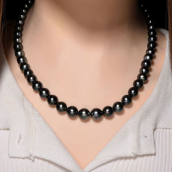 LUXORO AAA Tahiti Perle (8-12 mm) Halskette ca. 45 cm 417 Weiß Gold image number 1