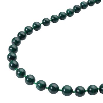 Nat&uuml;rlicher Malachit Halskette, (9-11mm), ca. 50 cm, 925 Silber rhodiniert ca. 402.00 ct