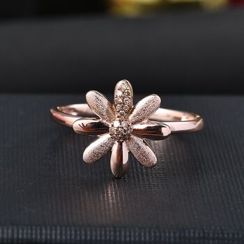 GP Italian Garden Kollektion - Champagner Diamant und Kanchanaburi blauer Saphir Ring, 925 Silber 750 Ros&eacute;gold Vermeil - 0,11 ct.