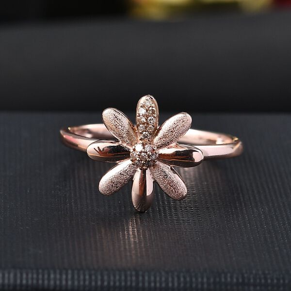 GP Italian Garden Kollektion - Champagner Diamant und Kanchanaburi blauer Saphir Ring, 925 Silber 750 Roségold Vermeil - 0,11 ct. image number 2