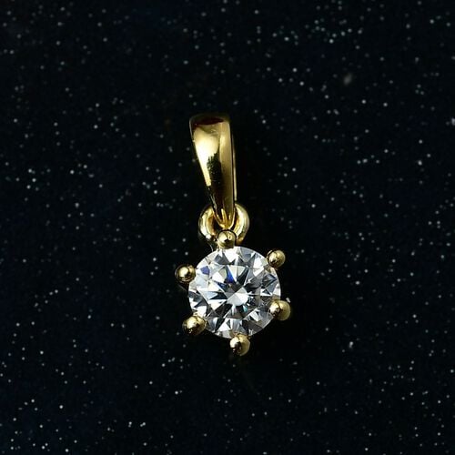 Moissanit Anhänger 925 Silber 750 Gelbgold Vermeil ca. 0.23 ct image number 1