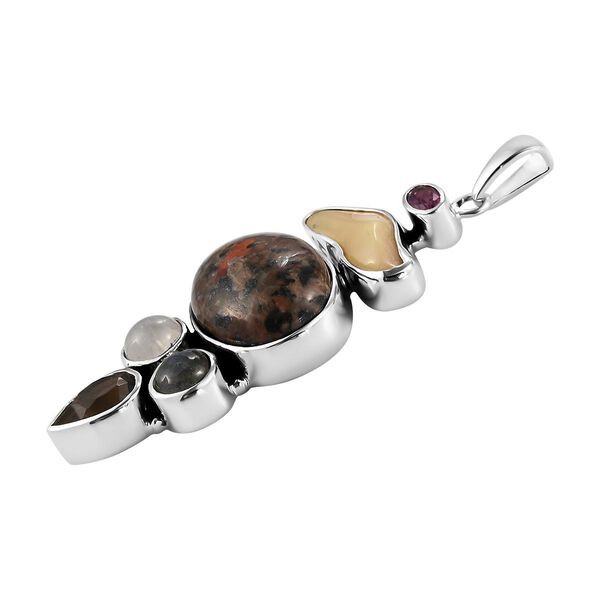 Handgearbeiteter, nat&uuml;rlicher Yooperlit, Welo Opal und mehrfarbiger Edelstein-Anh&auml;nger, 925 Silber ca. 17.93 ct image number 3