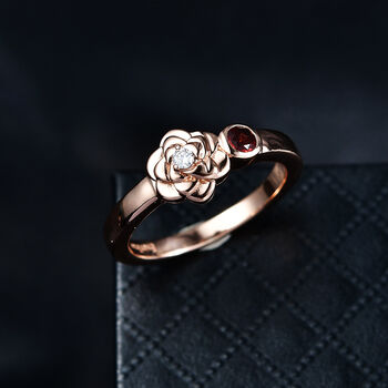 EverTrue Mosambik Granat und Moissanit Ring - 0,20 ct.