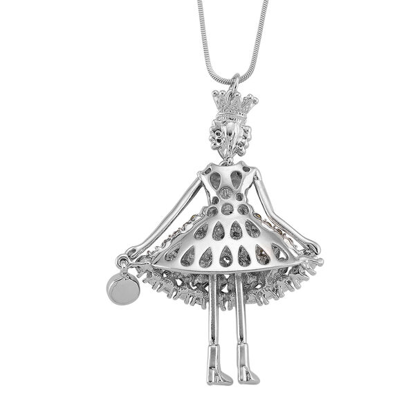 Mehrfarbiger Kristall Ballerina Anh&auml;nger mit Kette ca. 63.5 cm + 5 cm Extender, Legierung, Legierung emailliert image number 5