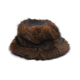 Kunstpelz-Bucket-Hut, Einheitsgröße, Dunkelnbraun