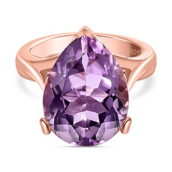 Rose De France Amethyst, wei&szlig;er Zirkon Ring, 925 Silber ros&eacute;vergoldet (Gr&ouml;&szlig;e 16.00) ca. 8.13 ct