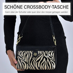 Stylische Sling-Umh&auml;ngetasche mit  Zebramuster, Schwarz