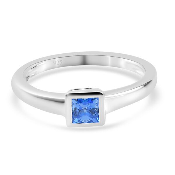LUSTRO STELLA - feinster, Arktis-blauer Zirkonia Solit&auml;r-Ring, 925 Silber