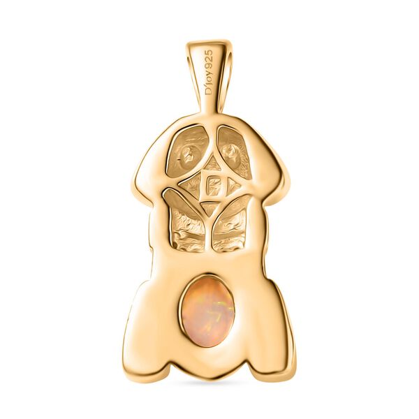 D'Joy AA Nat&uuml;rlicher, &auml;thiopischer Welo Opal, Wei&szlig;er Zirkon Anh&auml;nger 925 Silber 750 Gelb Vergoldet ca. 0.28 ct image number 5