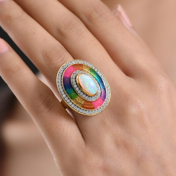 D'Joy AA nat&uuml;rlicher, &auml;thiopischer Welo Opal und Zirkon Ring - 2,35 ct. image number 3