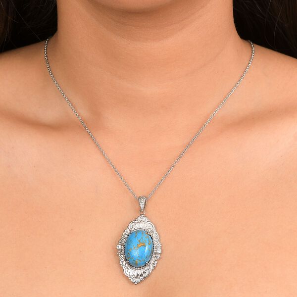 Blaues Türkis, Himmelblauer Topas Schmuckset 316L Edelstahl ca. 18.18 ct image number 3