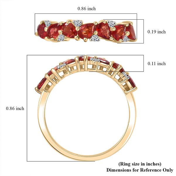 LUXURIANT AAA Orange Saphir und Labor Diamant Ring in 417 Gelbgold - 1,81 ct. image number 5