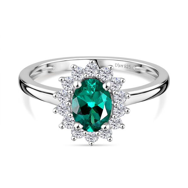 Luxuriant - AAA Lab Created Kolumbianischer Smaragd, Moissanit Ring 925 Silber rhodiniert (Größe 17.00) ca. 1.02 ct image number 0