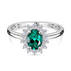 Luxuriant - AAA Lab Created Kolumbianischer Smaragd, Moissanit Ring 925 Silber rhodiniert (Größe 17.00) ca. 1.02 ct