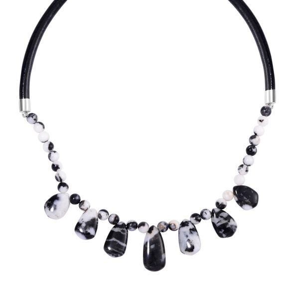 Zebra Jaspis, Weißer Kristall Halskette, ca. 45 cm, ca. 101.65 ct image number 3