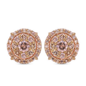 Natürlicher Champagner Diamant Ohrringe, 925 Silber Roségold Vermeil ca. 0.50 ct