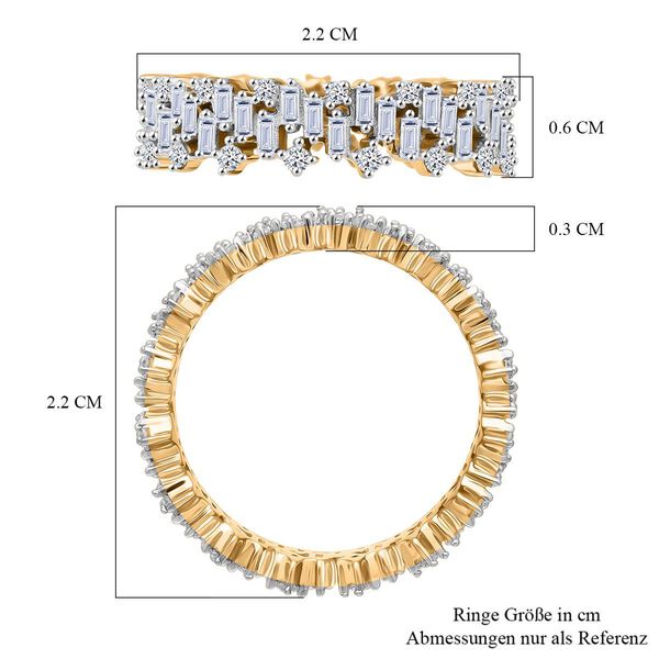 LUXURIANT DIAMOND - Lab Grown Diamant SI-GH SGL zertifiziert Ring, 925 Silber 750 Gelbgold Vermeil (Größe 21.00) ca. 1,00 ct image number 5