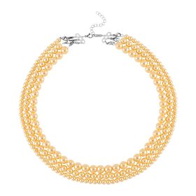 Dreischichtige goldene Muschelkernperlen-Halskette