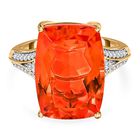 AAA Padparadscha Triplette Quarz, weißer Zirkon Ring, 925 Silber vergoldet (Größe 18.00) ca. 15.57 ct