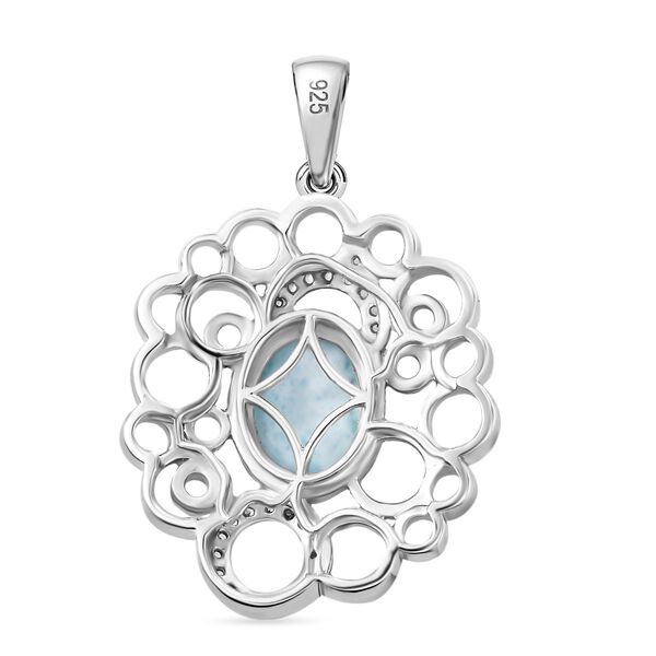 AA Natürlicher grüner Larimar und Zirkon Anhänger - 2,56 ct. image number 3