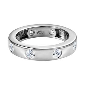 Moissanit Ring, 925 Silber platiniert (Größe 17.00) ca. 0.85 ct