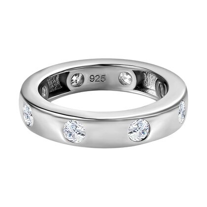 Moissanit Ring, 925 Silber platiniert (Gr&ouml;&szlig;e 18.00) ca. 0.85 ct