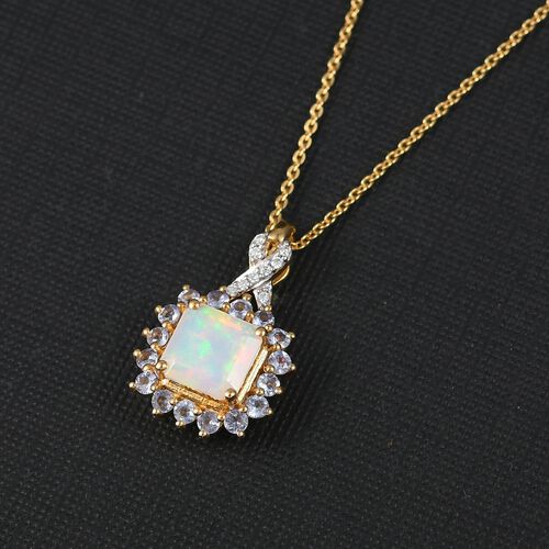 Opal Radiance - D joy Natürlicher, äthiopischer Welo Opal, Niassa Rubin Starlit Anhänger mit Kette, 925 Silber 750 Gelbgold Vermeil ca. 1.63 ct image number 1