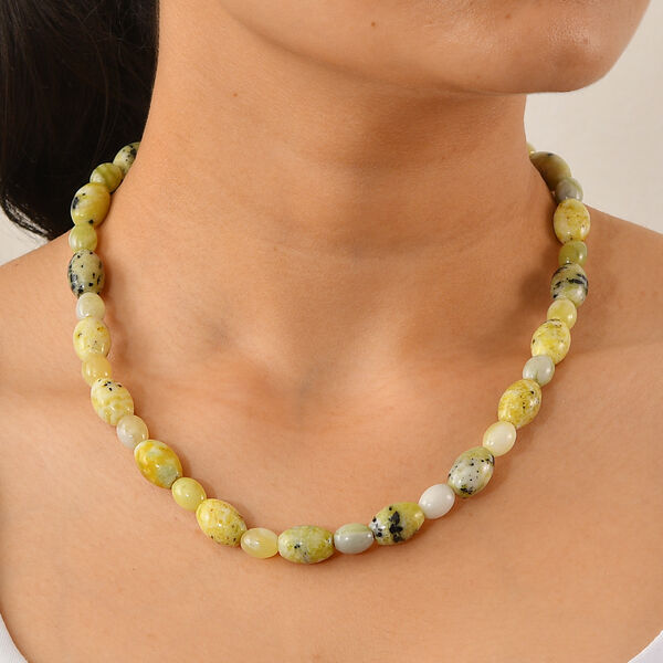 EVER TRUE Gelbes T&uuml;rkis, Serpentin Halskette ca. 45 cm 316L Edelstahl Gold ca. 285.00 ct image number 2